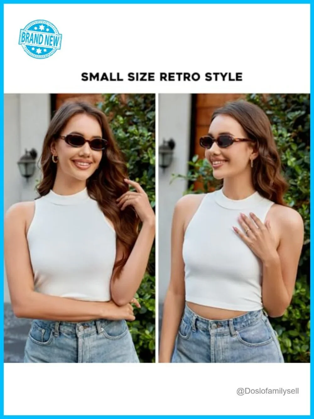 Retro Narrow Oval Small Frame Sunglasses with Metal Temple Decoration